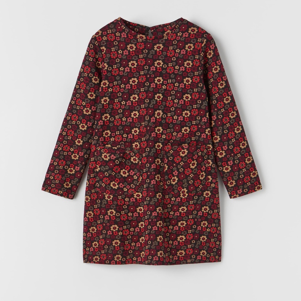 ZARA GIRLS FLORAL JACQUARD DRESS (NWOT)